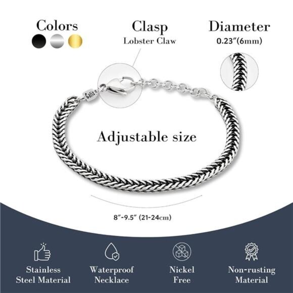 Chain Bracelets For Men - Premium Stainless Steel Mens Bracelet, Silver